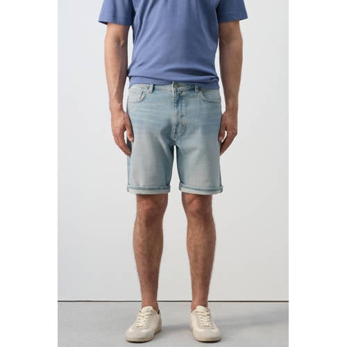 Mango Man denim slim short lichtblauw afbeelding