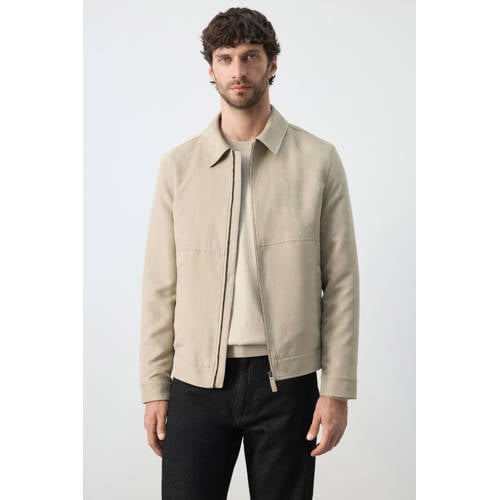 Mango Man suede zomerjas beige afbeelding