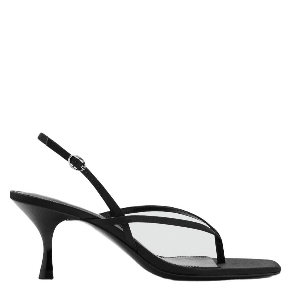 Zwarte dames Mango leren sandalettes van imitatieleer
