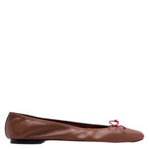 leren ballerina's met strik donkerbruin