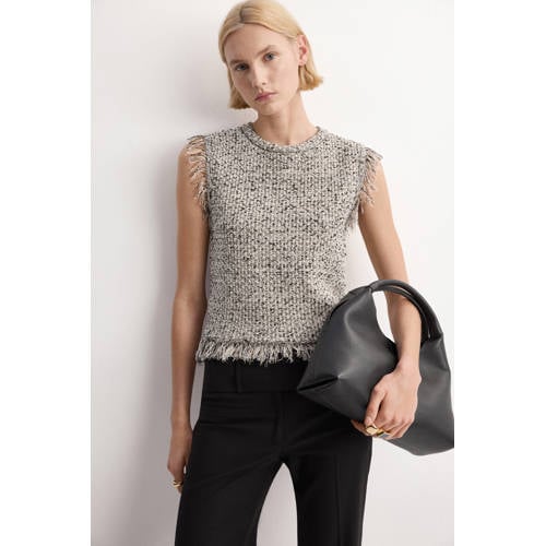 Mango tweed top zwart afbeelding