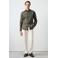 Mango Man regular casual overhemd met linnen donkergroen