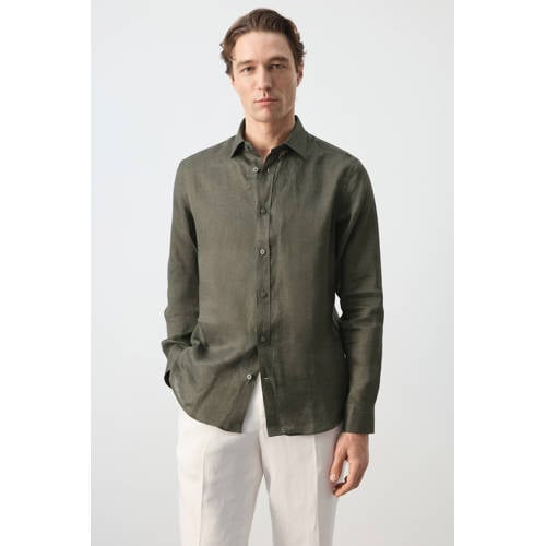 Mango Man regular casual overhemd donkergroen afbeelding
