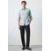 Mango Man regular casual overhemd met linnen lichtblauw