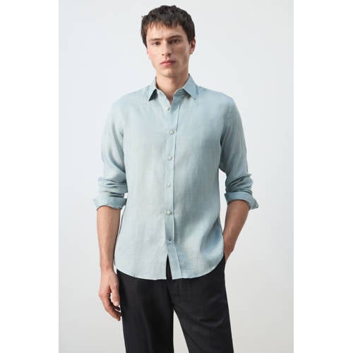 Mango Man regular casual overhemd lichtblauw afbeelding