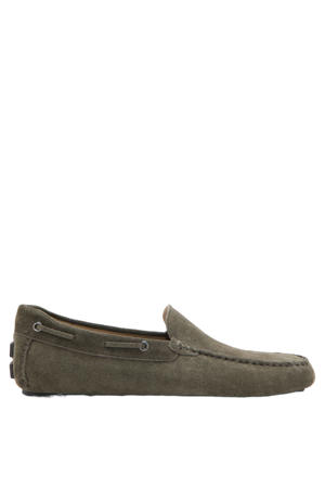 suede mocassins kaki