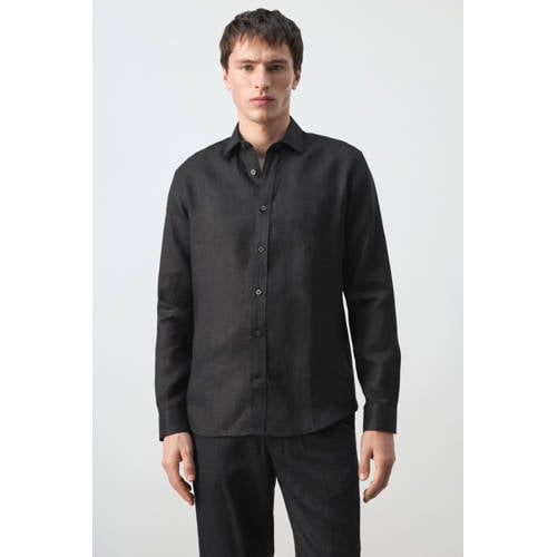 Mango Man regular casual overhemd zwart afbeelding