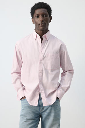 comfort gestreepte casual overhemd roze