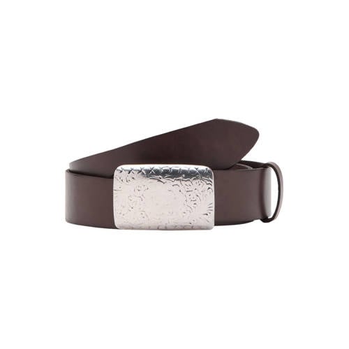 Mango leren riem donkerbruin afbeelding