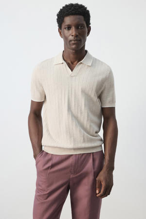 boxy polo beige grof gebreid