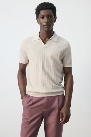 boxy polo beige grof gebreid