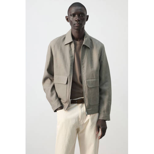Mango Man jack met linnen taupe afbeelding