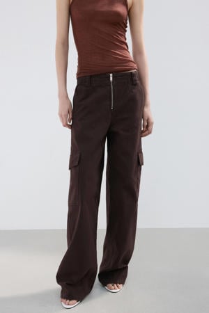 low waist wide leg jeans donkerbruin