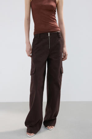 low waist wide leg jeans donkerbruin