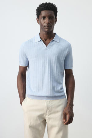 boxy polo lichtblauw grof gebreid