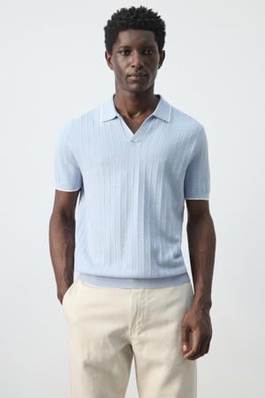 boxy polo lichtblauw grof gebreid