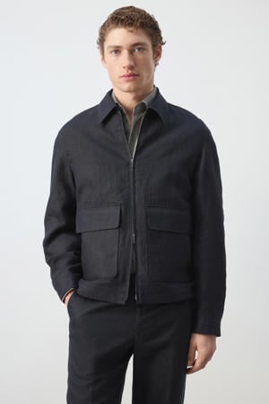 jack met linnen donkerblauw