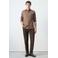 Mango Man regular casual overhemd met linnen bruin