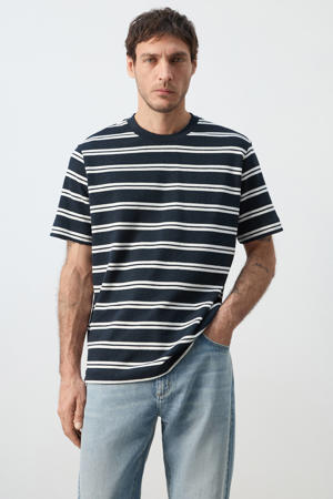 regular gestreept T-shirt donkerblauw