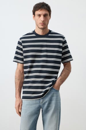 regular gestreept T-shirt donkerblauw