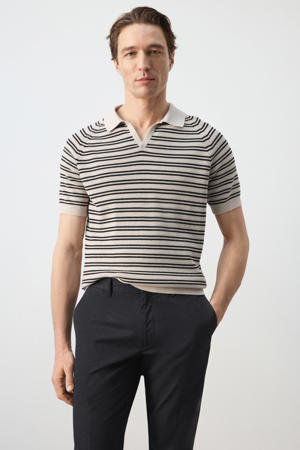 regular gestreepte polo beige