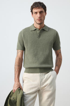 regular polo gebreid groen