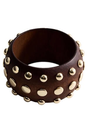 armband met studs bruin