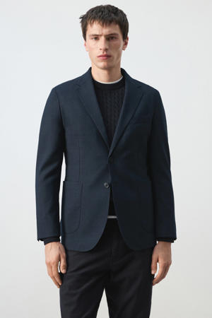 colbert met wol donkerblauw