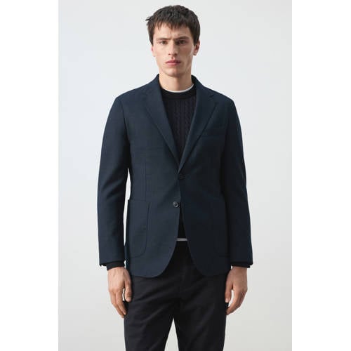Mango Man colbert met wol donkerblauw afbeelding