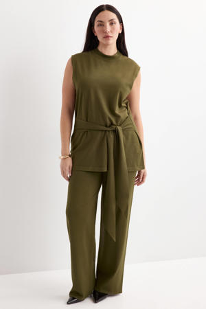 regular waist casual broek groen
