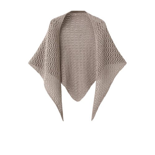 Mango gebreide poncho taupe afbeelding