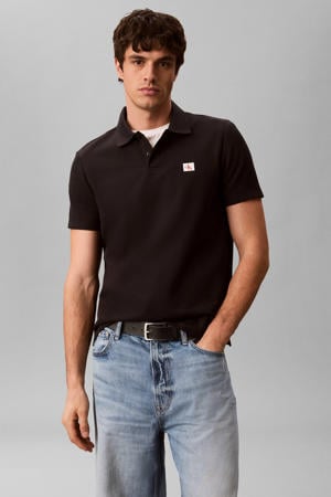 regular fit polo met logo - zwart