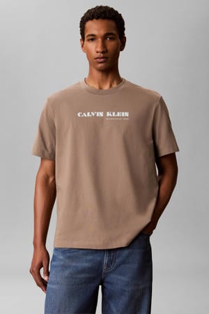 relaxed fit T-shirt met print - taupe