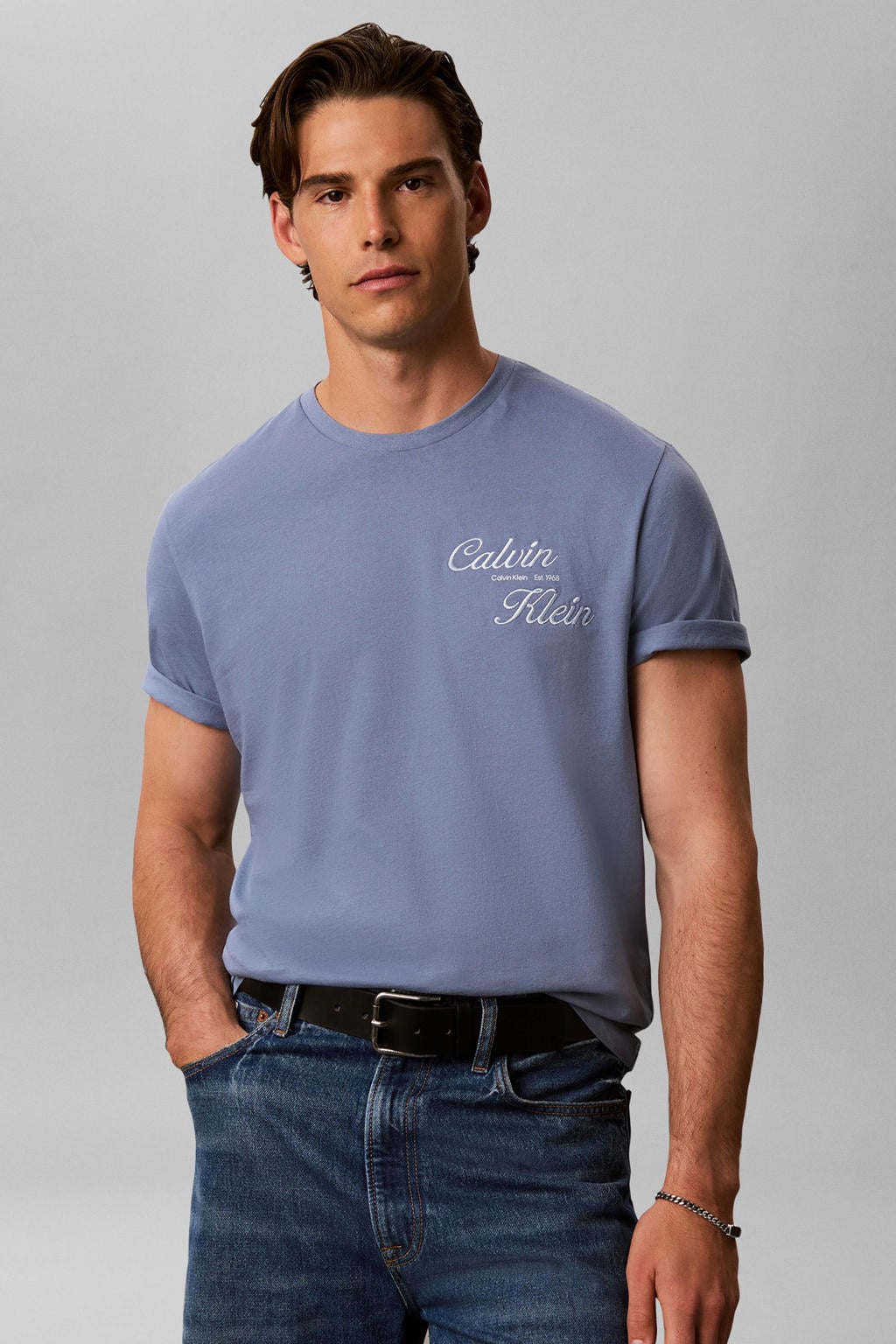 CALVIN KLEIN JEANS regular T-shirt met backprint blauw