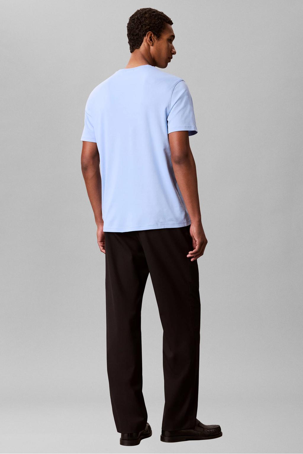 Lichtblauwe heren Calvin Klein regular T-shirt van katoen met effen, korte mouwen en ronde hals