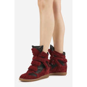 thumbnail: BRONX Jae-yy suède sneakers met sleehak bordeaux