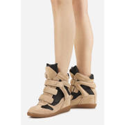 thumbnail: BRONX Jae-yy suède sneakers met sleehak beige/zwart