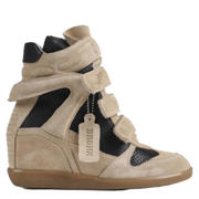 thumbnail: BRONX Jae-yy suède sneakers met sleehak beige/zwart