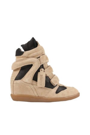 Jae-yy suède sneakers met sleehak beige/zwart