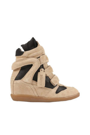 Jae-yy suède sneakers met sleehak beige/zwart