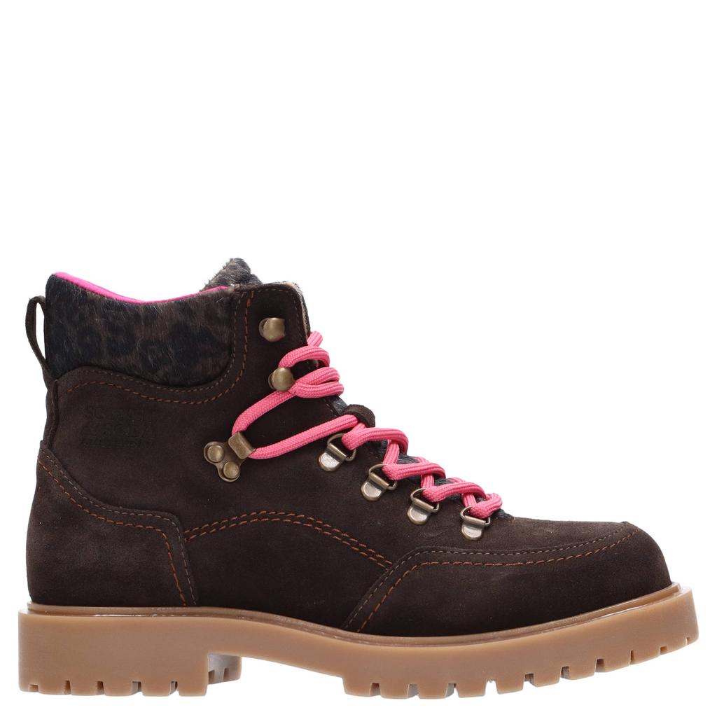 Donkerblauwe dames Scotch & Soda Toby suède veterboots met profielzool -