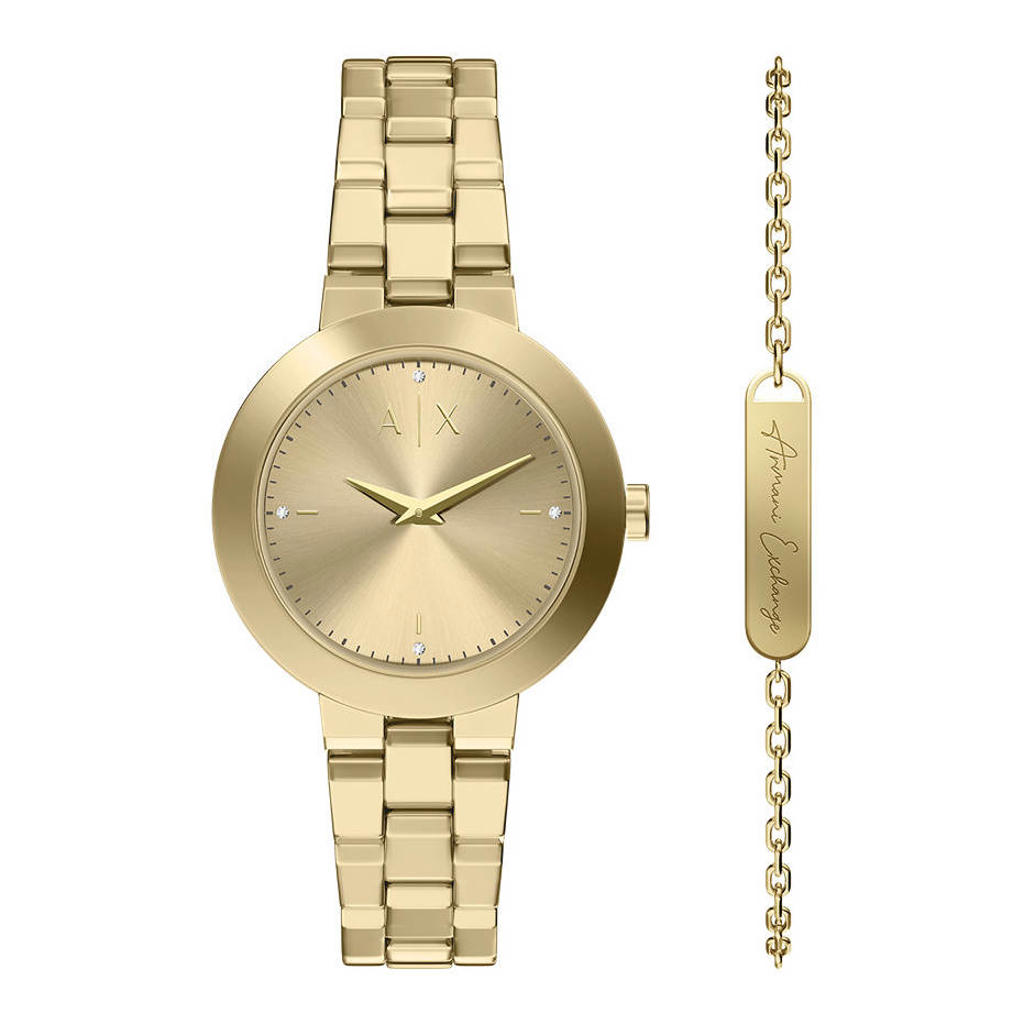 Armani Exchange horloge + armband AX7177SET goudkleurig