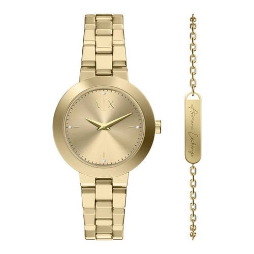 Armani Exchange horloge + armband AX7177SET goudkleurig afbeelding