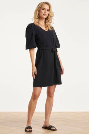 travelstof korte jurk donkerblauw