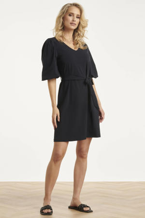 travelstof korte jurk donkerblauw