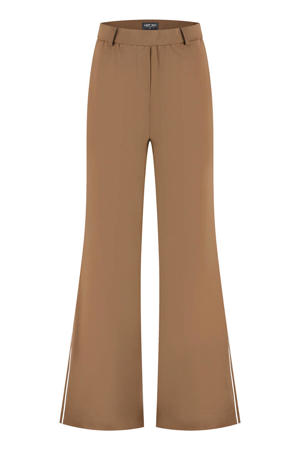 flared broek met streepprint bruin