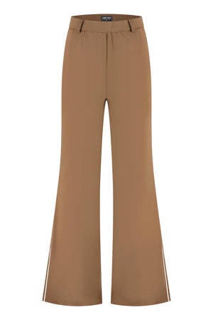 flared broek met streepprint bruin