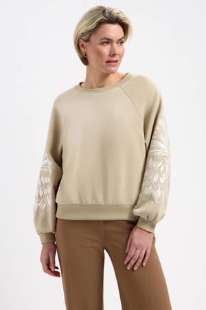 gebloemde sweater beige