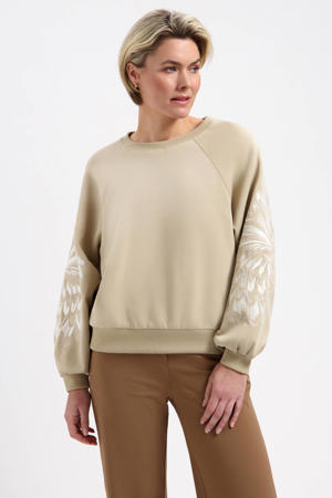 gebloemde sweater beige