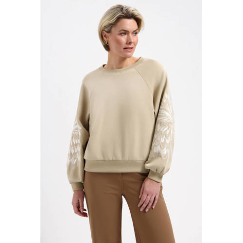 Lady Day gebloemde sweater beige afbeelding